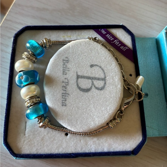 Bella Perlina Silver Bracelet with Blue/White/Silver Beads - Picture 13 of 15
